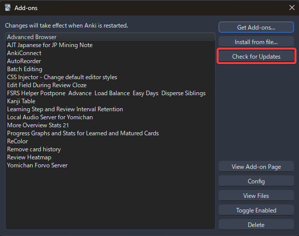 Anki Addons Update