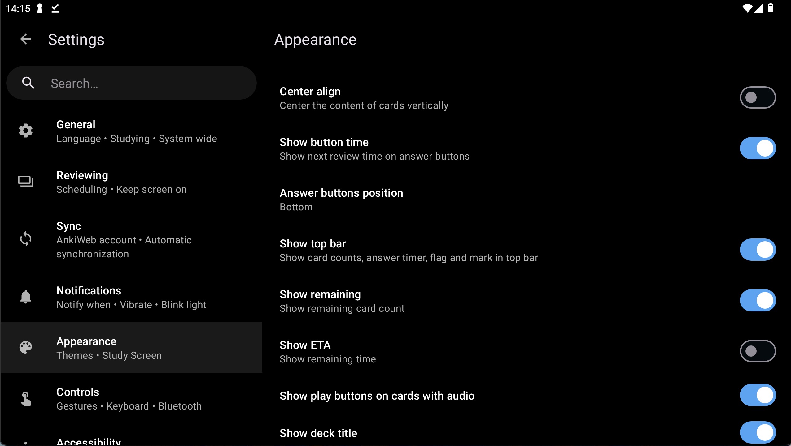 Anki Preference Settings