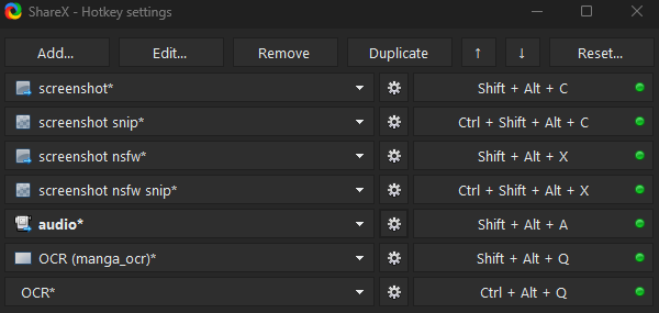 ShareX Hotkeys